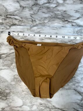 aerie Brown Ruffle-Trim Bikini Bottoms